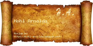 Hohl Arnolda névjegykártya